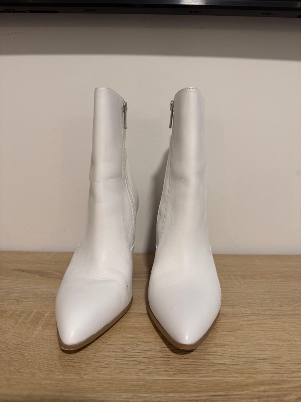 Bleecker & Bond White Women's Pointed Toe Ankle Boots